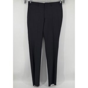 DKNY Dress‎ Pants Mens 35 Charcoal Grey Tic 100% Wool Natural Stretch Long Fit